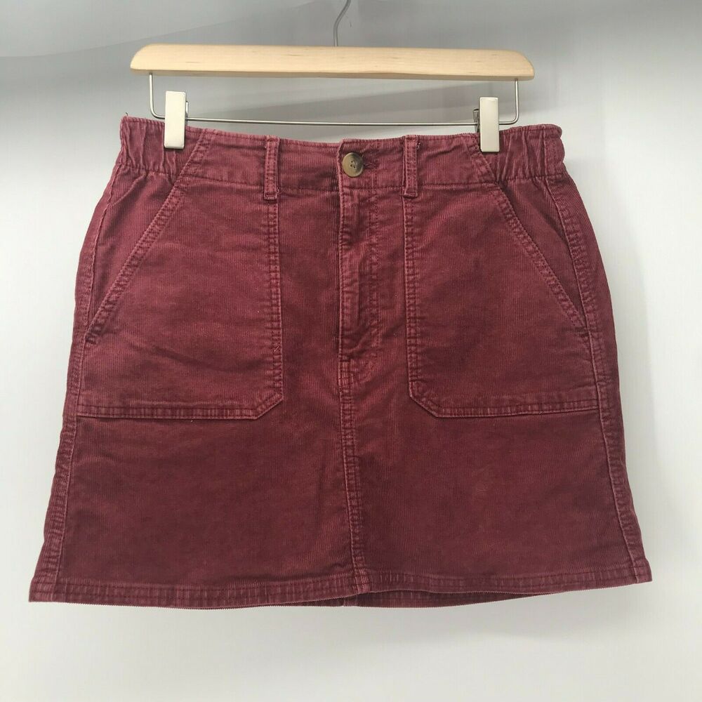 American Eagle Skirt Womens 6 Red Corduroy Super Stretch Mini Pockets NEW